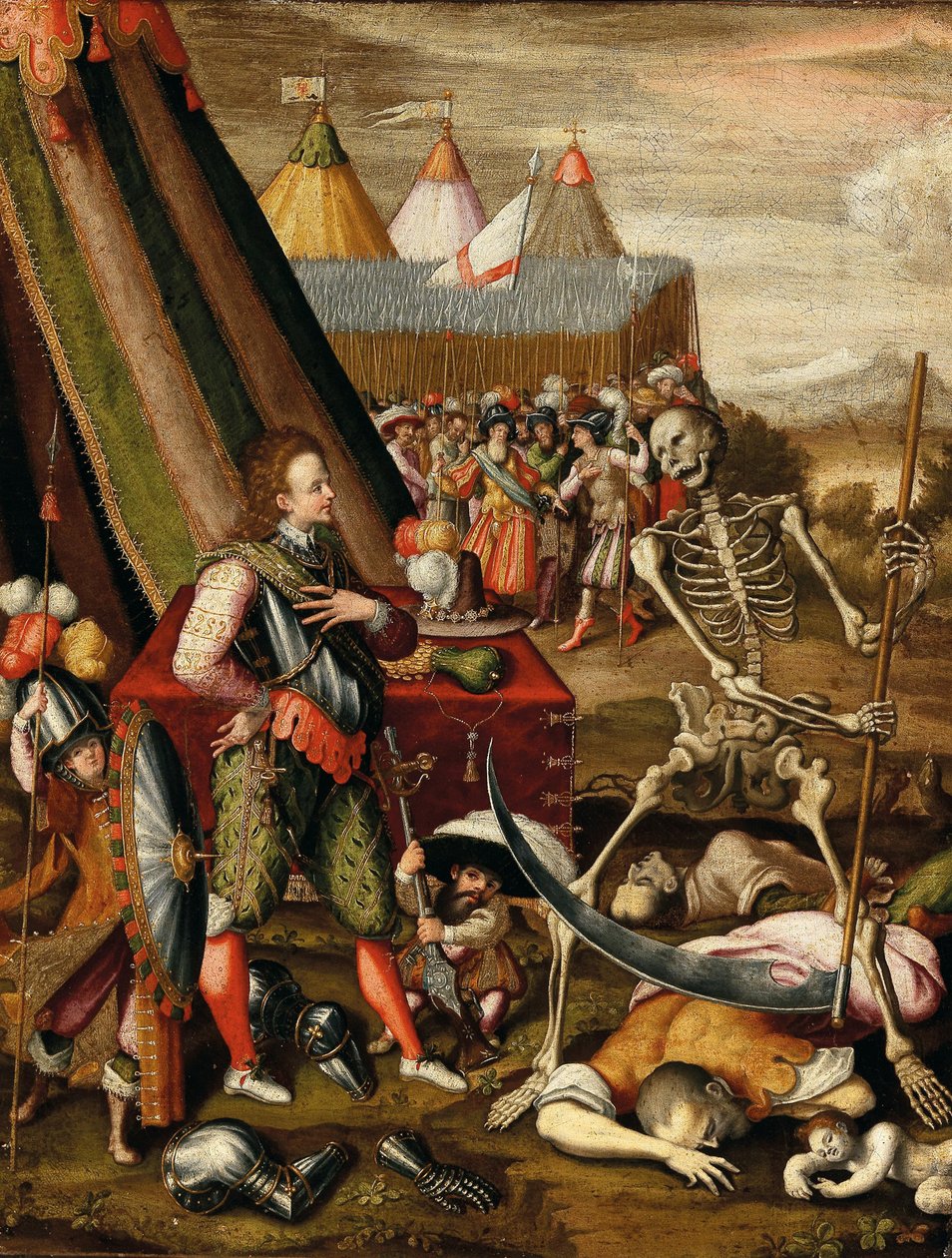Der Dialog des Prinzen mit dem Tod. Allegorie der Schrecken des Krieges, 1540er Jahre von Antoine Caron