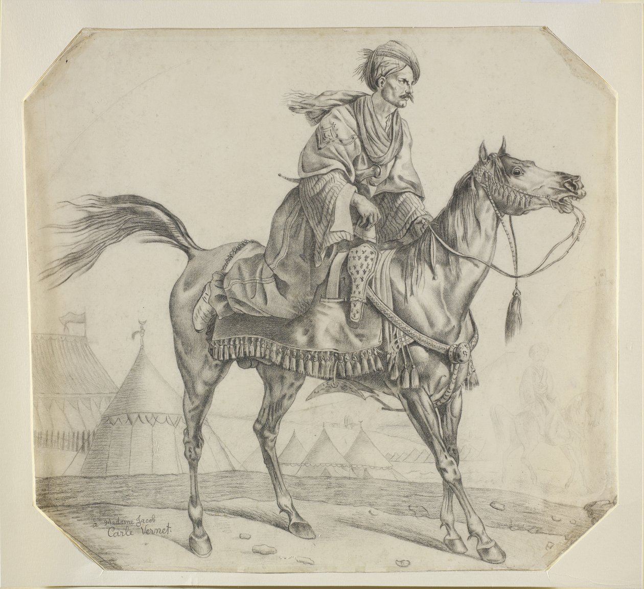 Ein Mameluke besteigt sein Pferd von Antoine Charles Horace Vernet