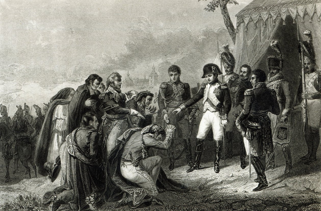 Die besiegten Spanier vor Napoleon vor seinem Einzug in Madrid, Dezember 1808 von Antoine Charles Horace Vernet