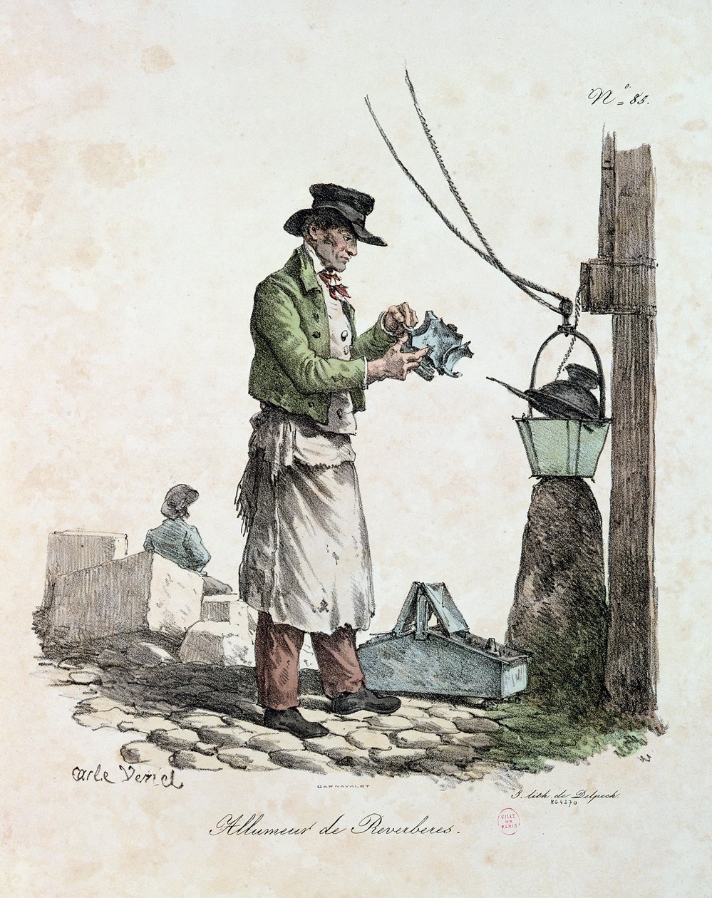 Der Laternenanzünder, graviert von Francois Seraphin Delpech (1778-1825) von Antoine Charles Horace Vernet