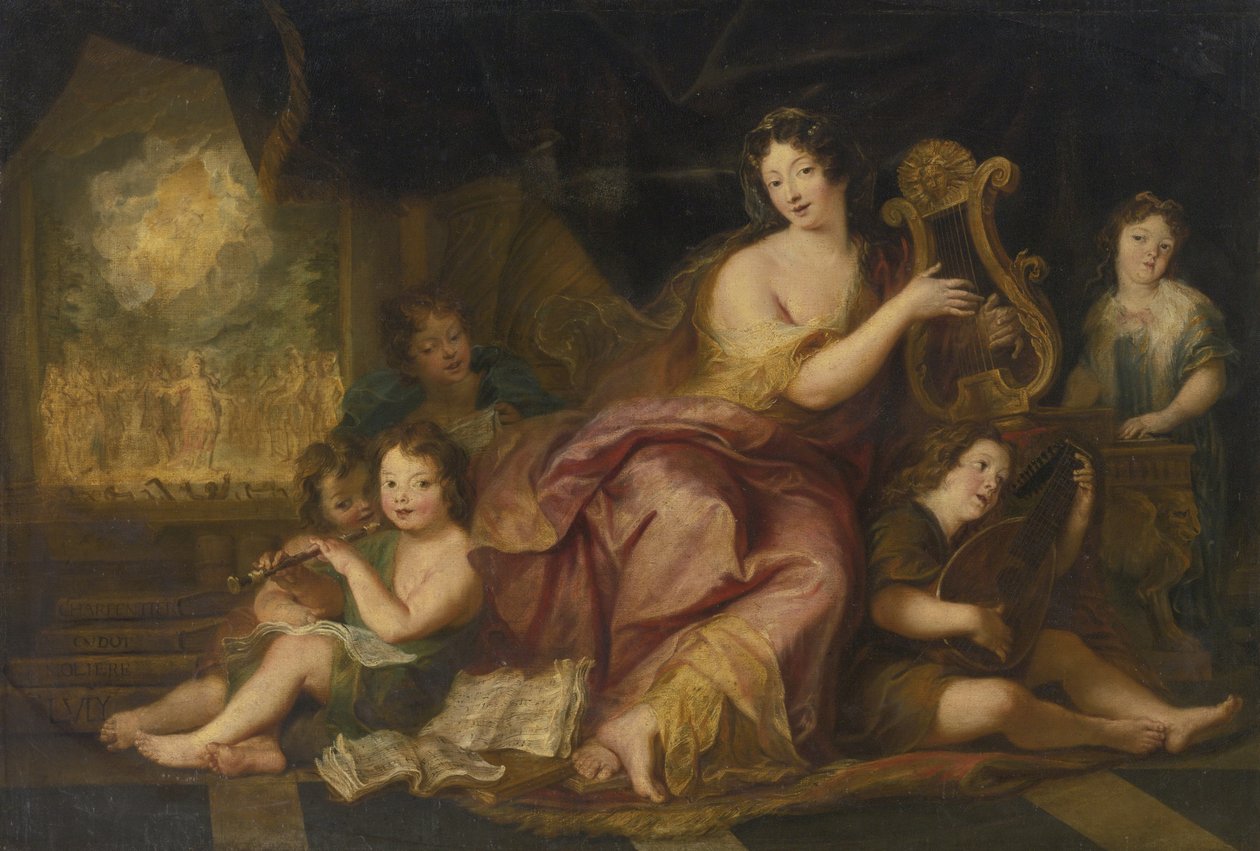 Allegorie der Musik. Porträt von Madame de Maintenon mit den natürlichen Kindern von Ludwig XIV. von Antoine Coypel