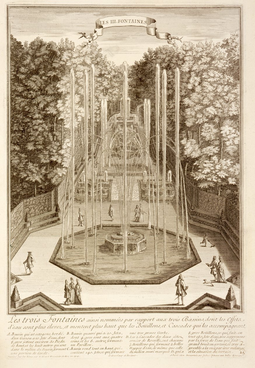 Die Drei Brunnen, Versailles, 1714 von Antoine Herriset