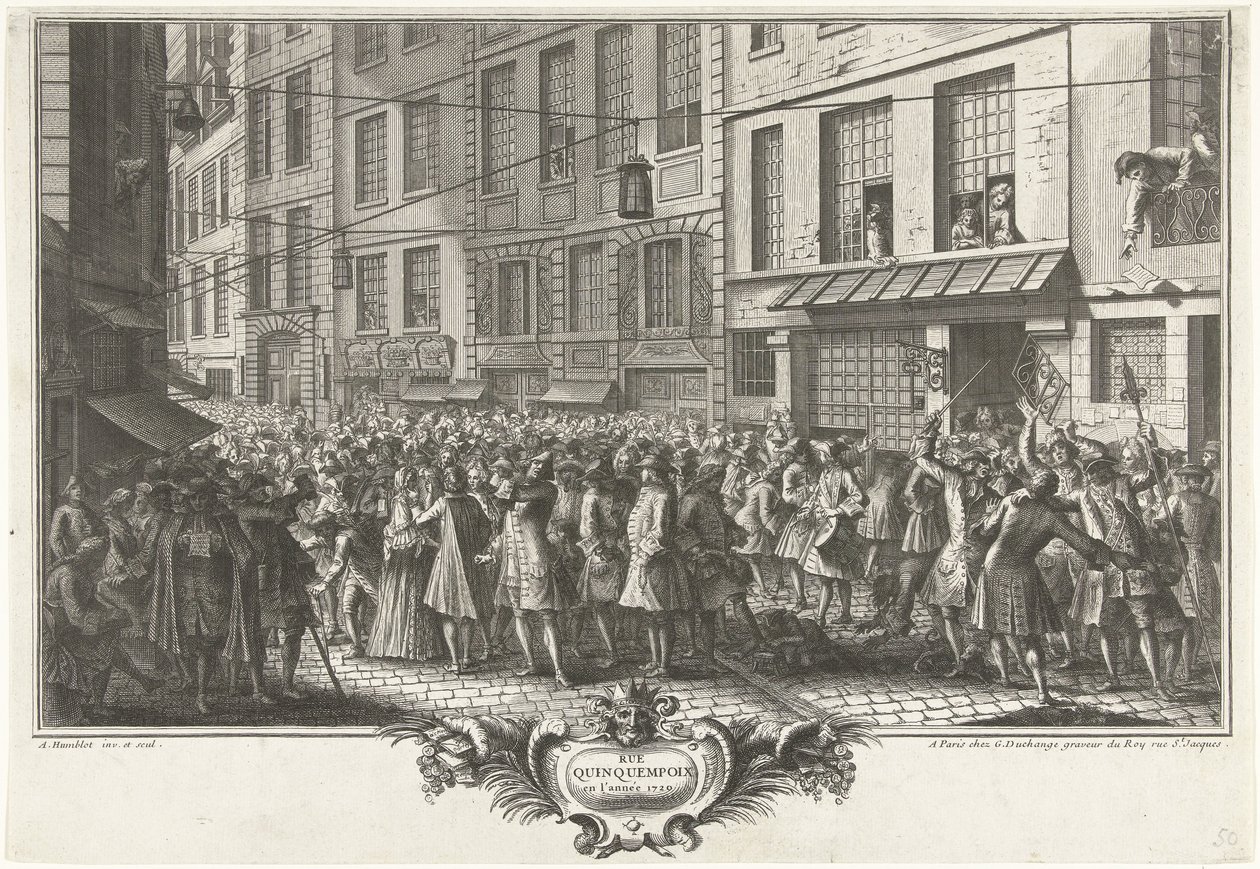 Die Rue Quinquempoix, 1720 von Antoine Humblot