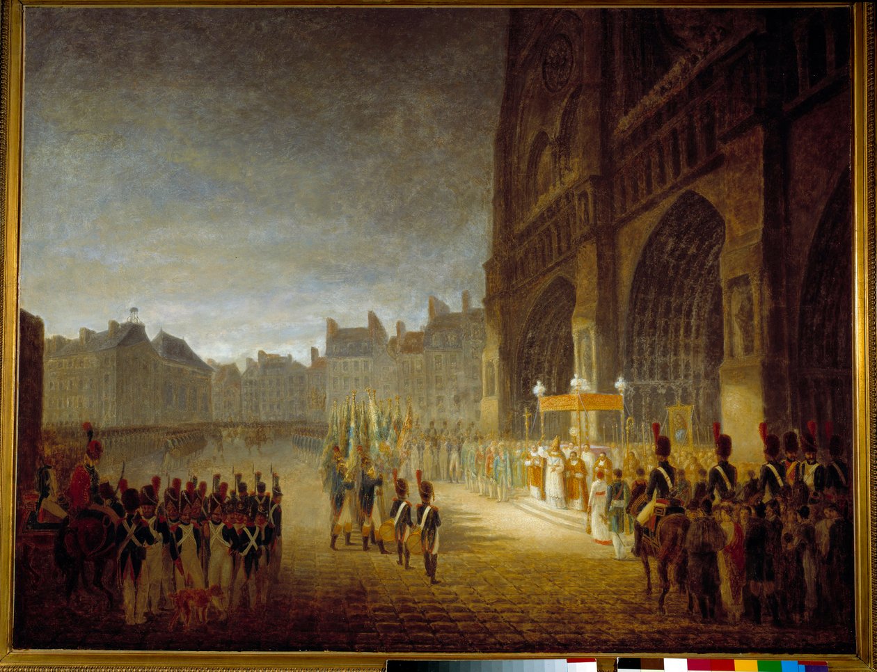 Die Segnung der Fahnen auf dem Platz der Kathedrale Notre Dame de Paris im Jahr 1804 von Antoine Jean (attr. to) Gros