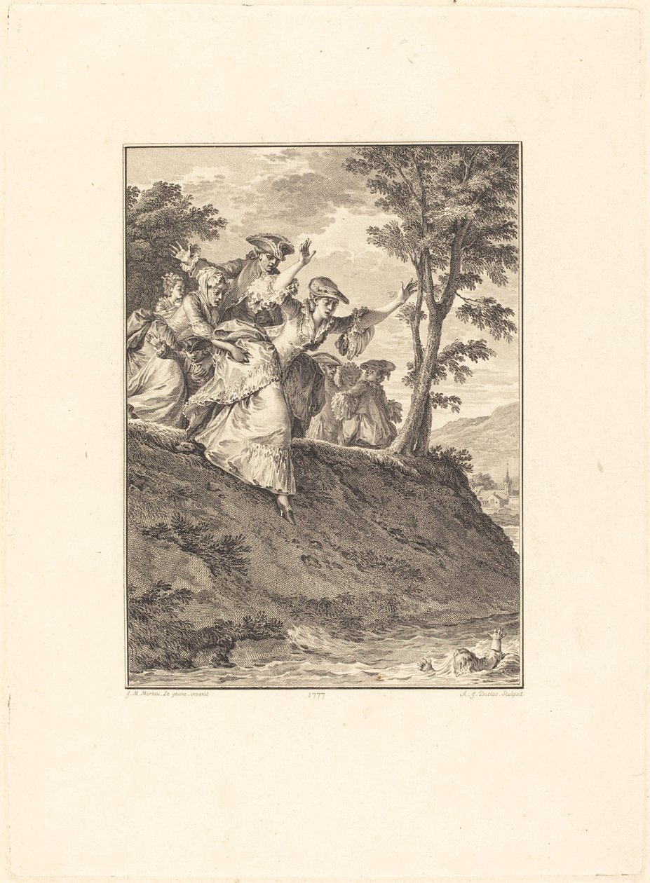 Sie eilt ihm nach von Antoine Jean Duclos after Jean Michel Moreau