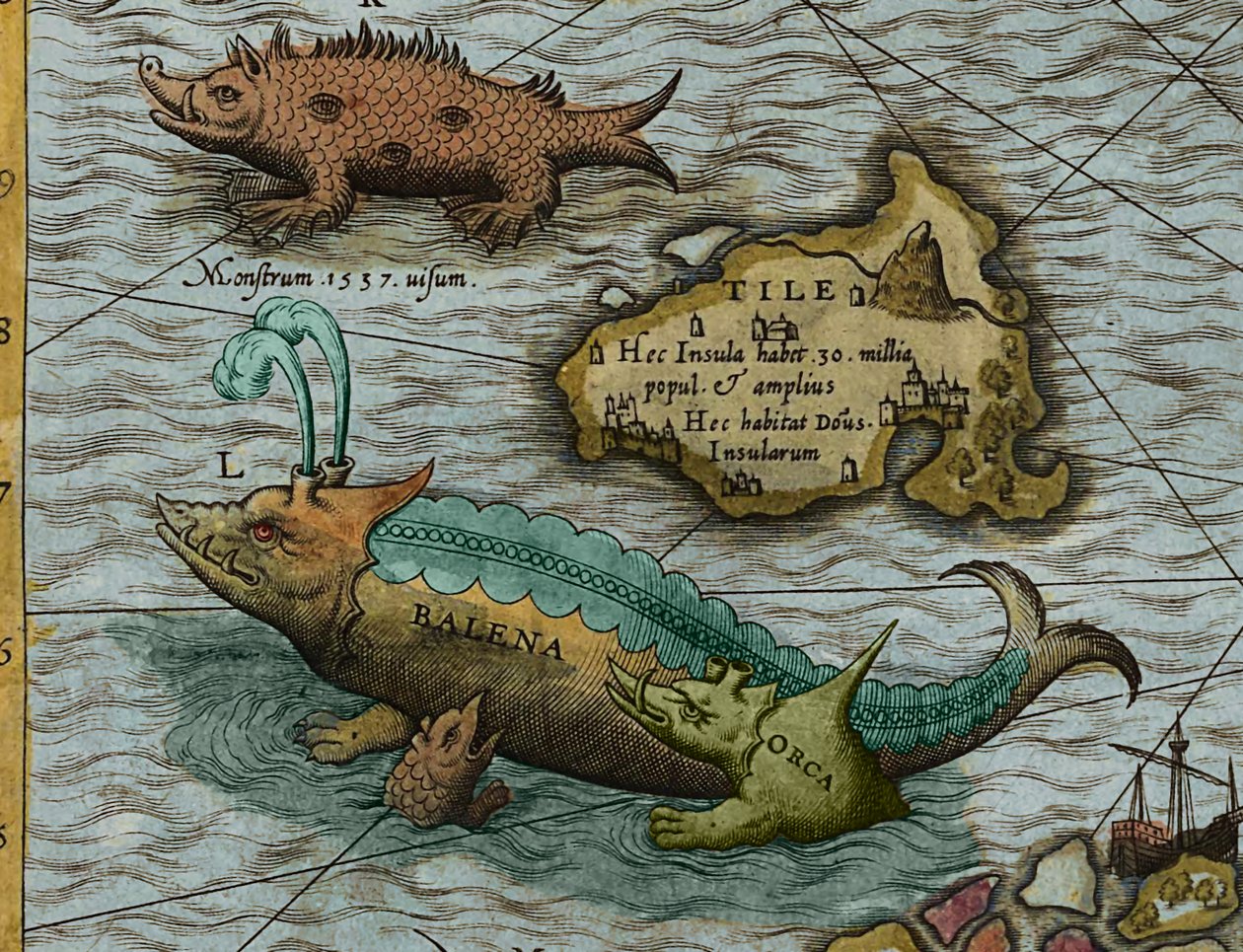Detail einer Seekarte (Carta marina) von Olaus Magnus (1490-1557) von Antoine Lafrery