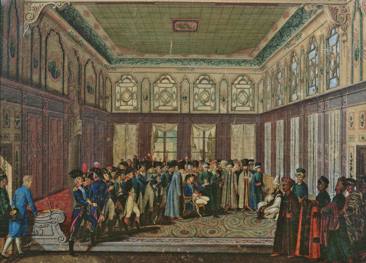 General Aubert du Bayet wird 1796 vom osmanischen Großwesir in Konstantinopel empfangen von Antoine Laurent Castellan