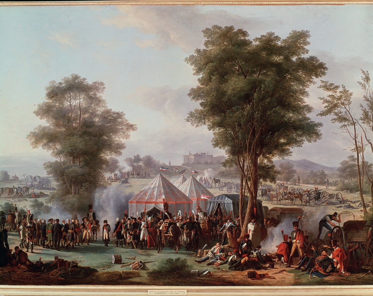 Biwak von Kaiser Napoleon I. in der Nähe des Schlosses Ebersberg in Österreich, 4. Mai 1809 von Antoine Pierre Mongin