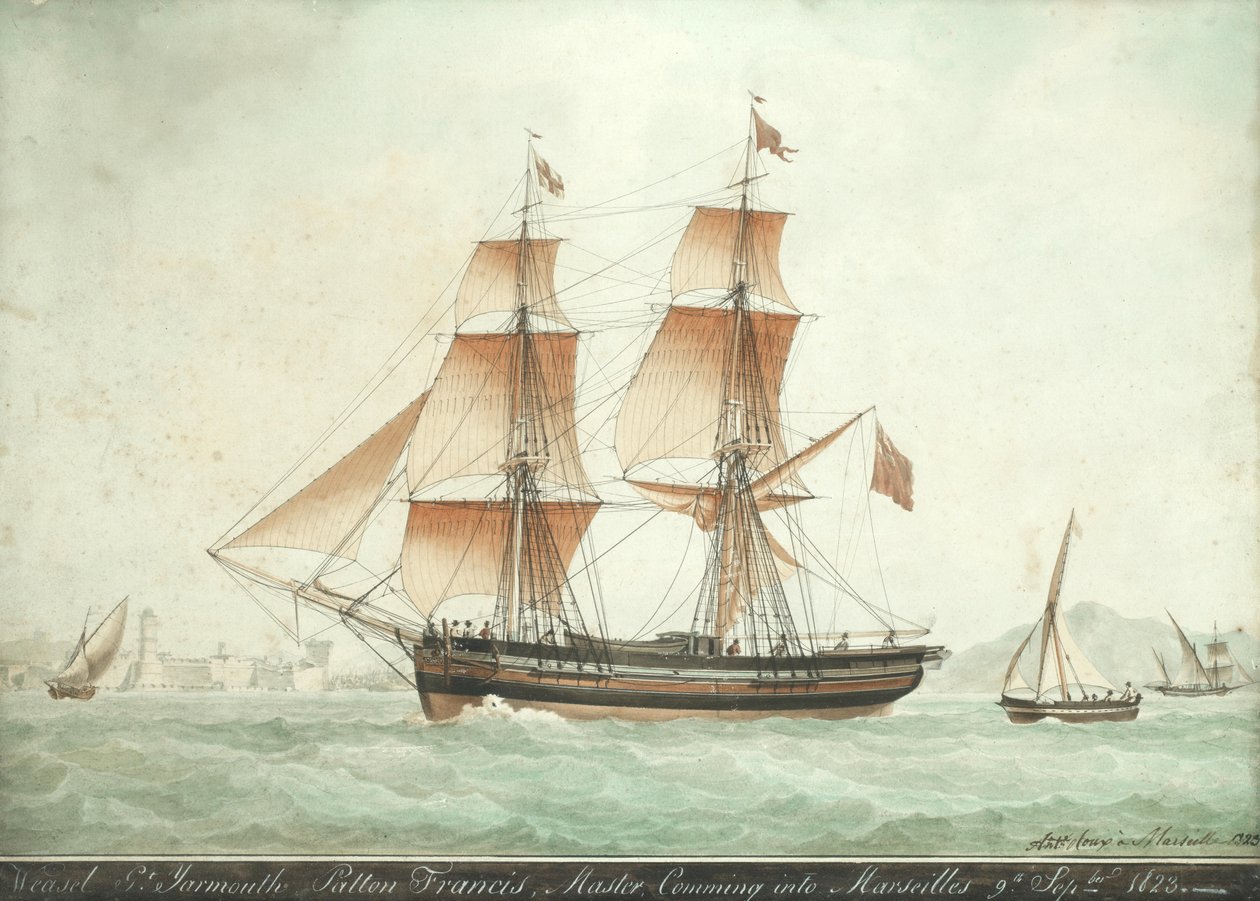 Die Weasel kommt am 9. September 1823 in Marseille an von Antoine Roux