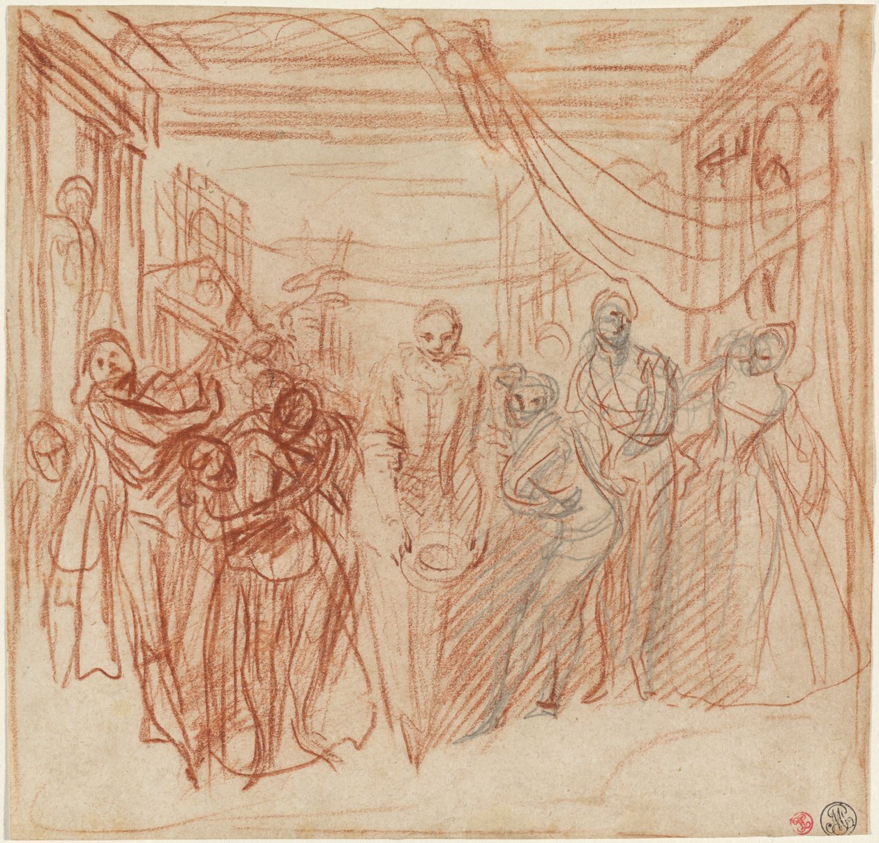 Italienische Komödianten verbeugen sich von Antoine Watteau