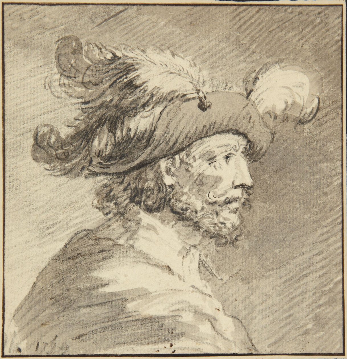 Profil eines Mannes mit Federhut von Antoine de Marcenay de Ghuy