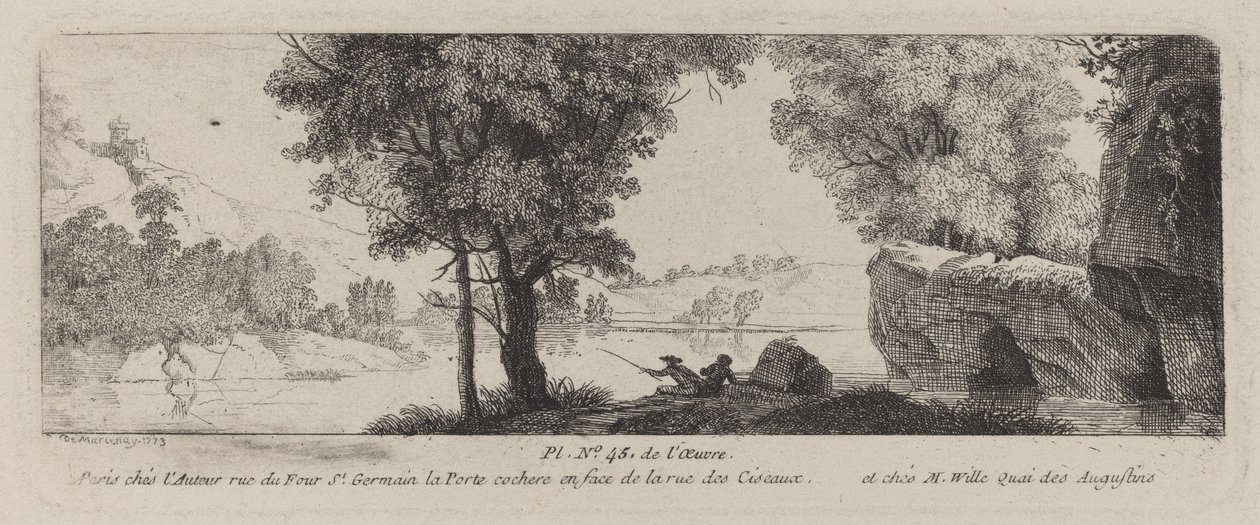 Flusslandschaft mit einem Angler von Antoine de Marcenay de Ghuy