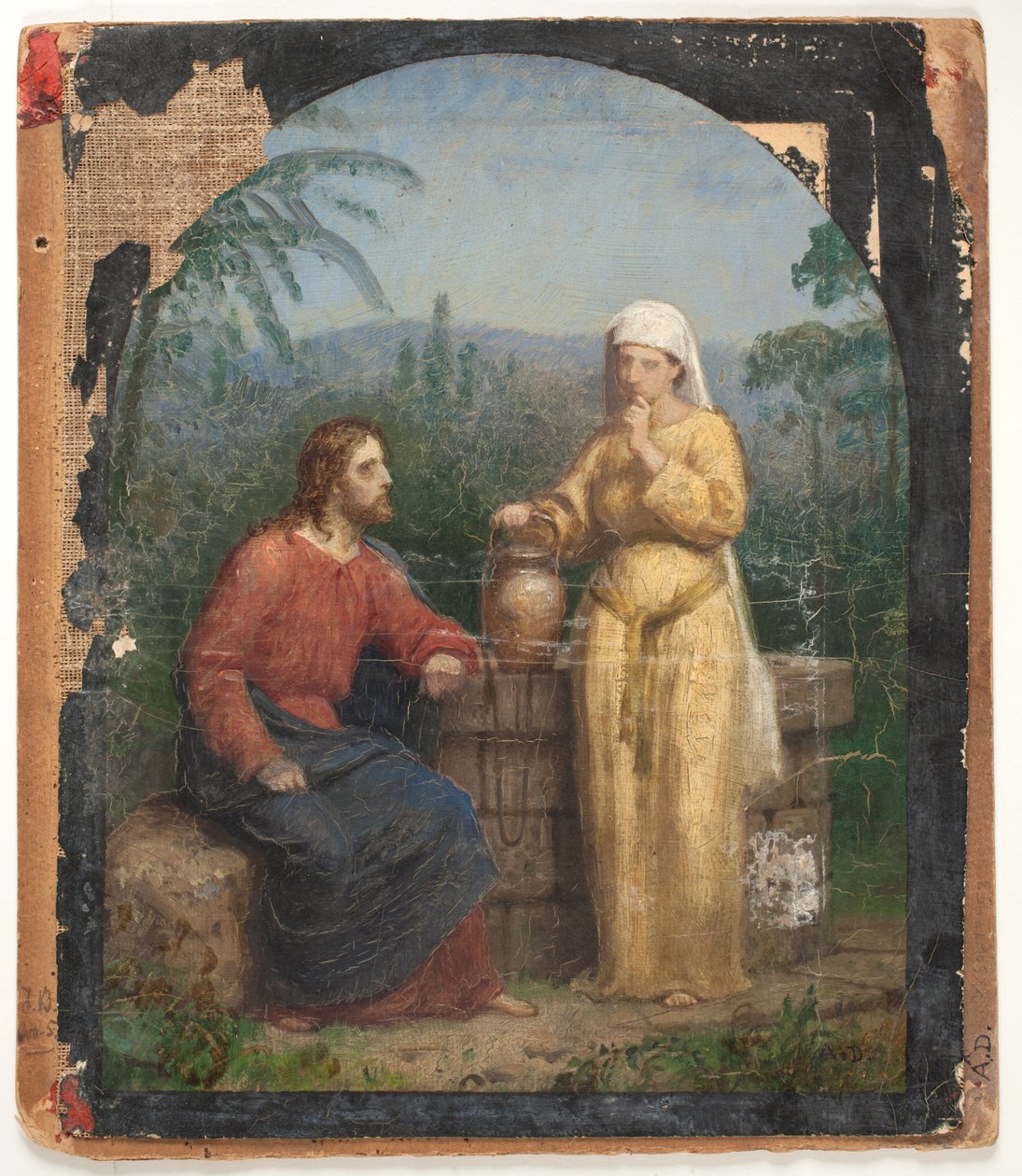 Ölskizze zu Jesus und die Samariterin am Brunnen von Anton Dorph