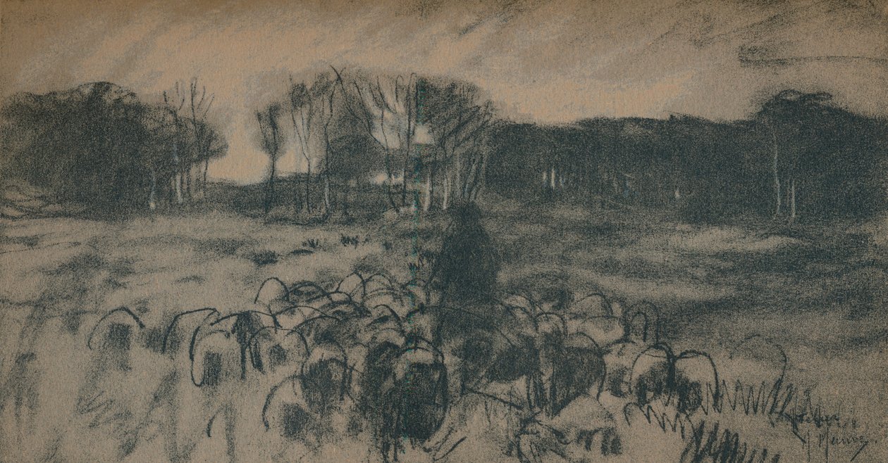 Skizze eines Hirten und seiner Herde, 19. Jahrhundert von Anton Mauve