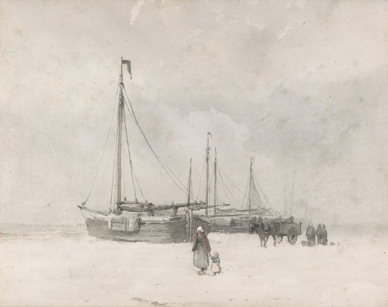 Fischerboote am Strand im Winter, Mitte bis Ende des 19. Jahrhunderts von Anton Mauve