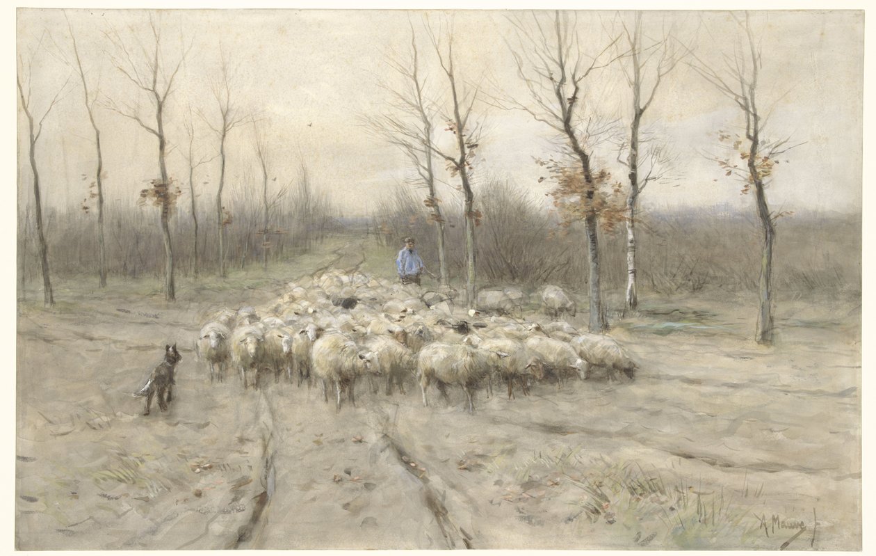 Schafherde auf der Heide bei Laren von Anton Mauve