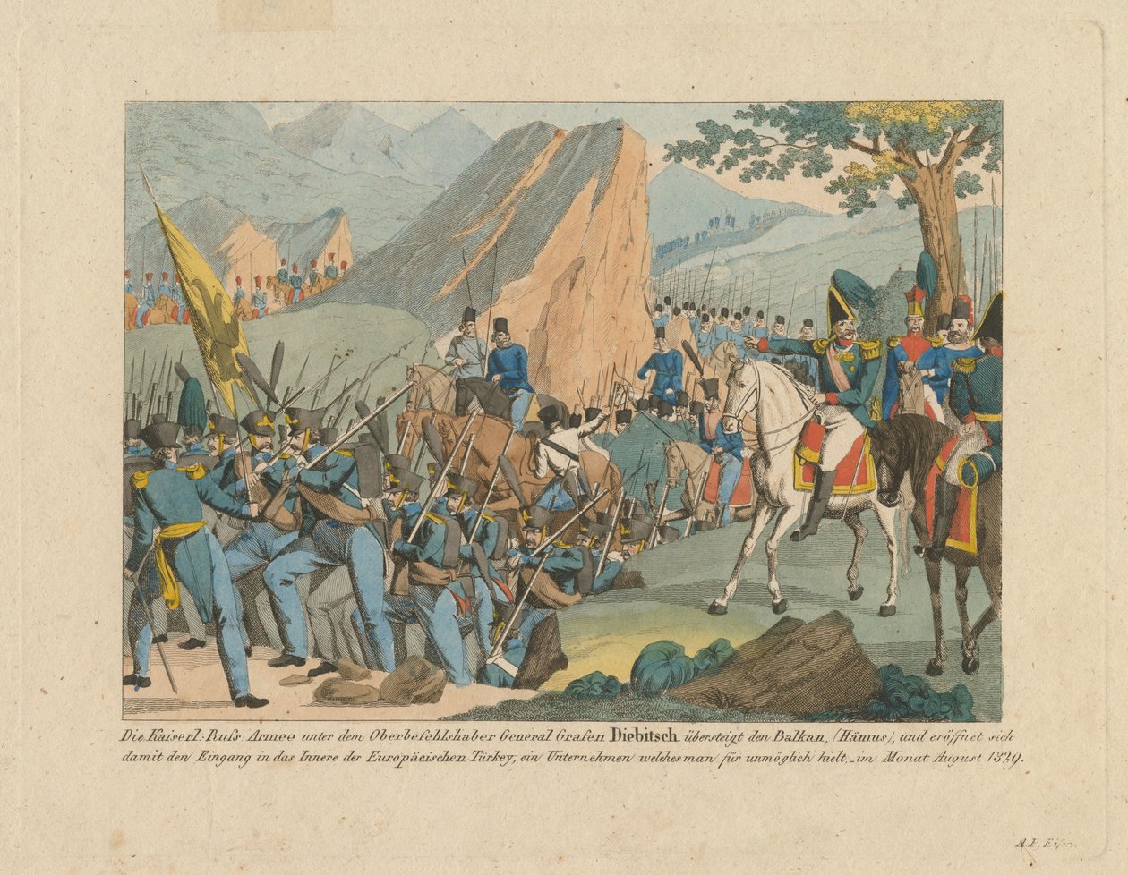 Die Armee von Graf Ivan Ivanovich Diebitsch überquert die Balkans von Anton Paul Eisen