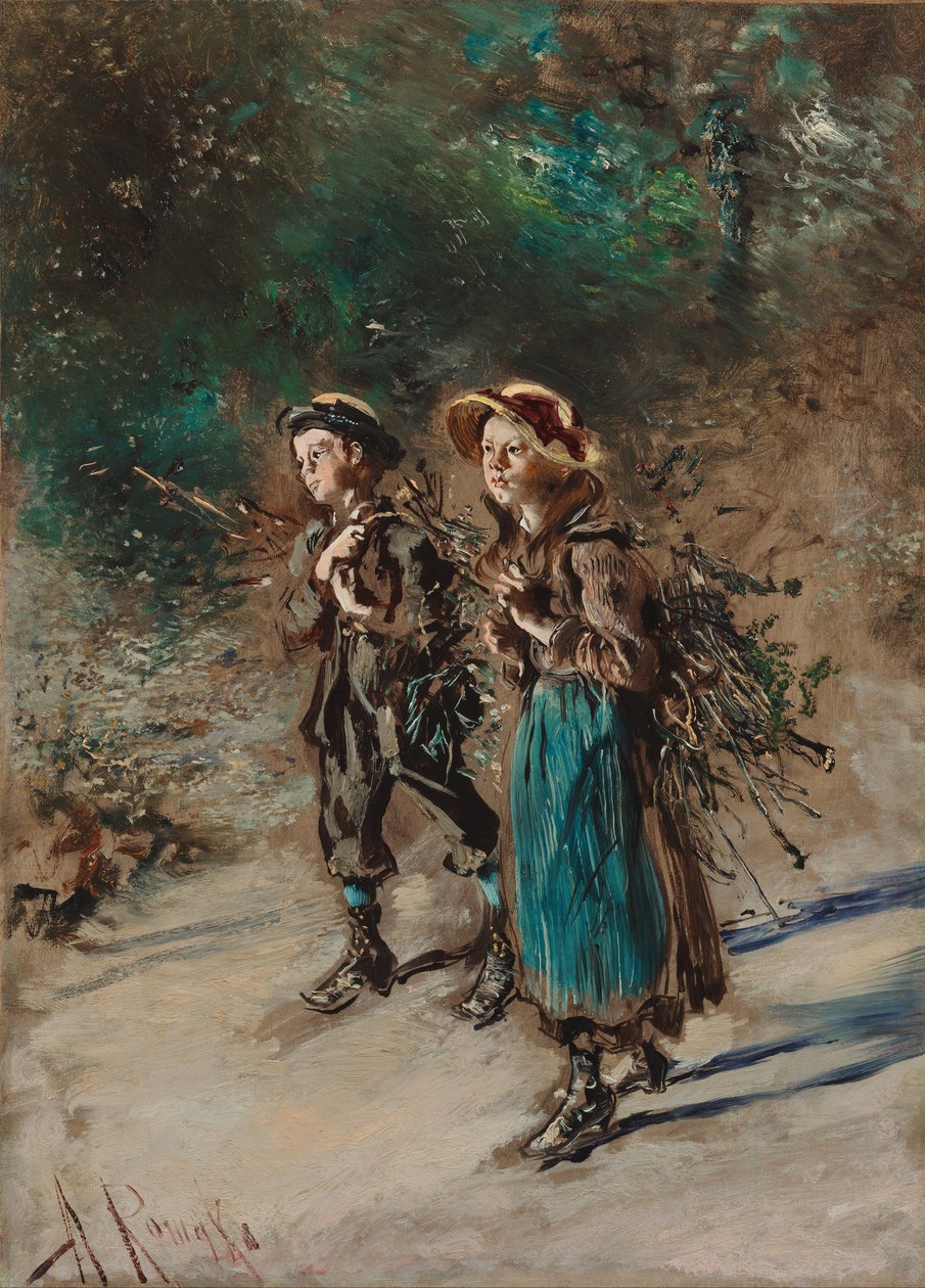 Kinder mit Reisig von Anton Romako