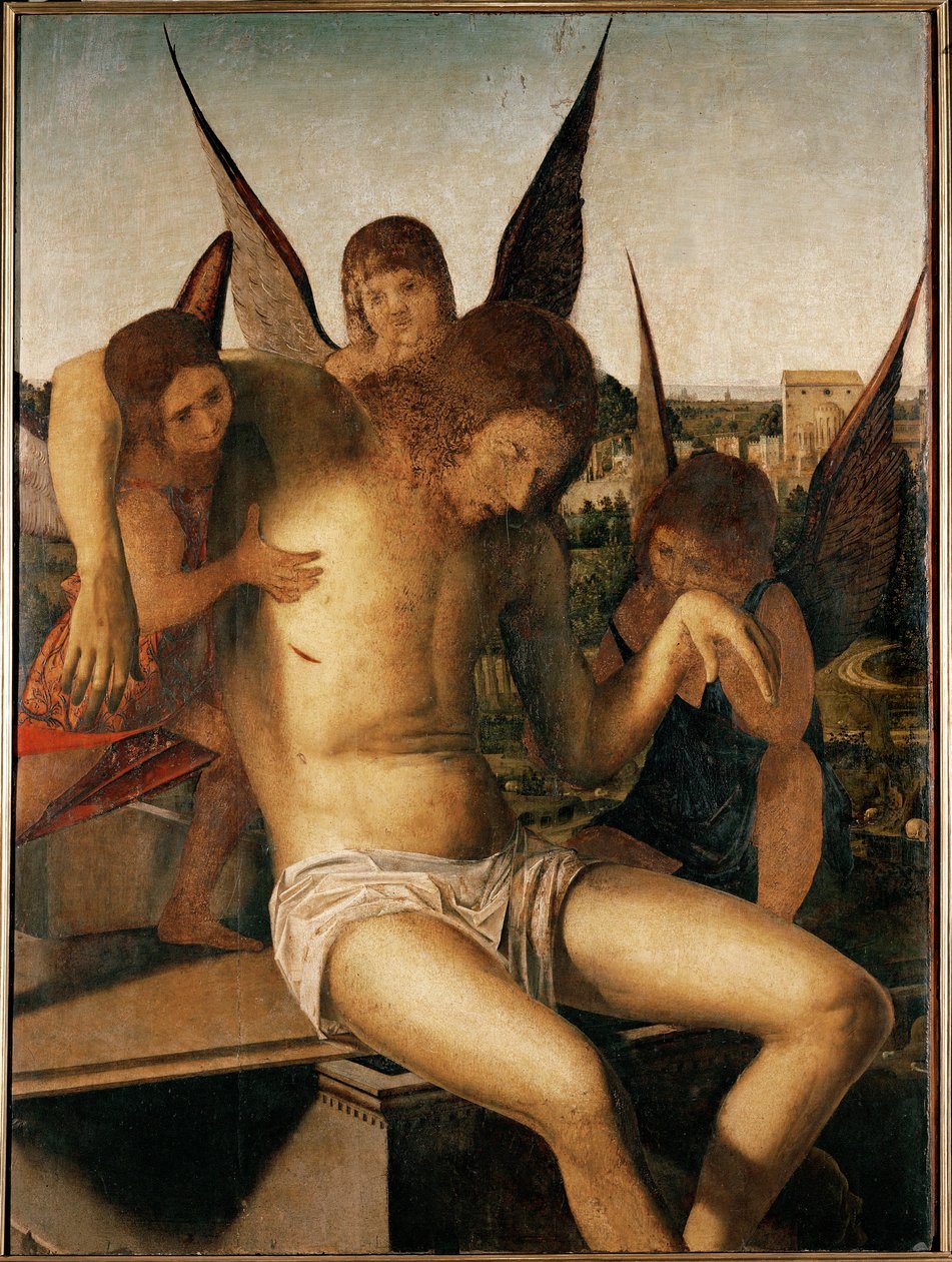 Pieta mit drei Engeln, um 1475 von Antonello da Messina