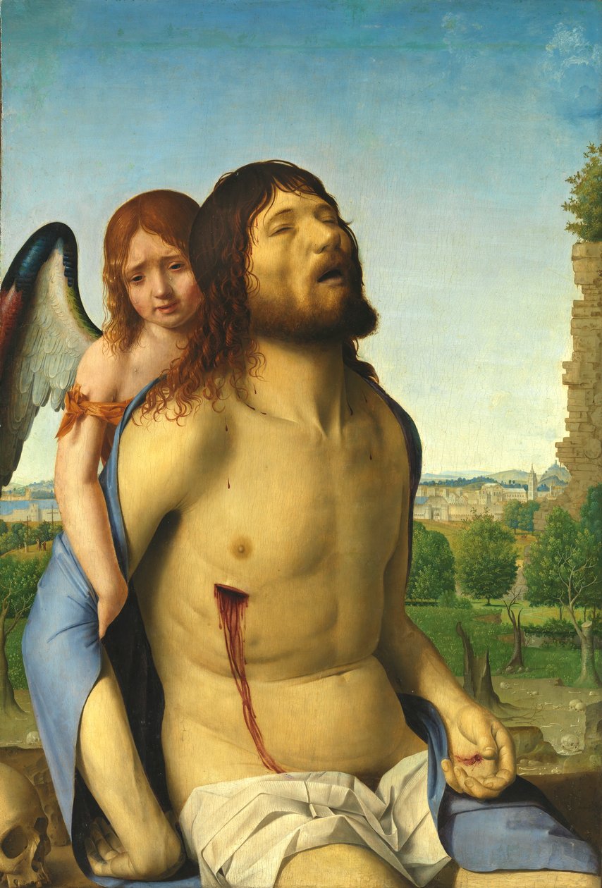 Der tote Christus, von einem Engel gestützt von Antonello da Messina