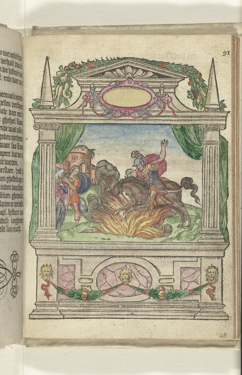Szene mit der Heldentat von Marcus Curtius, 1578 von Antoni van Leest