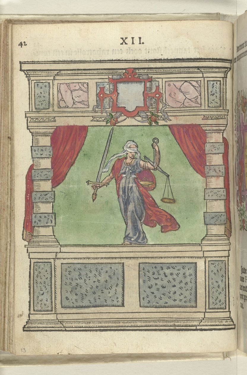 Szene mit Personifikation der Gerechtigkeit (Justitia), 1578 von Antoni van Leest