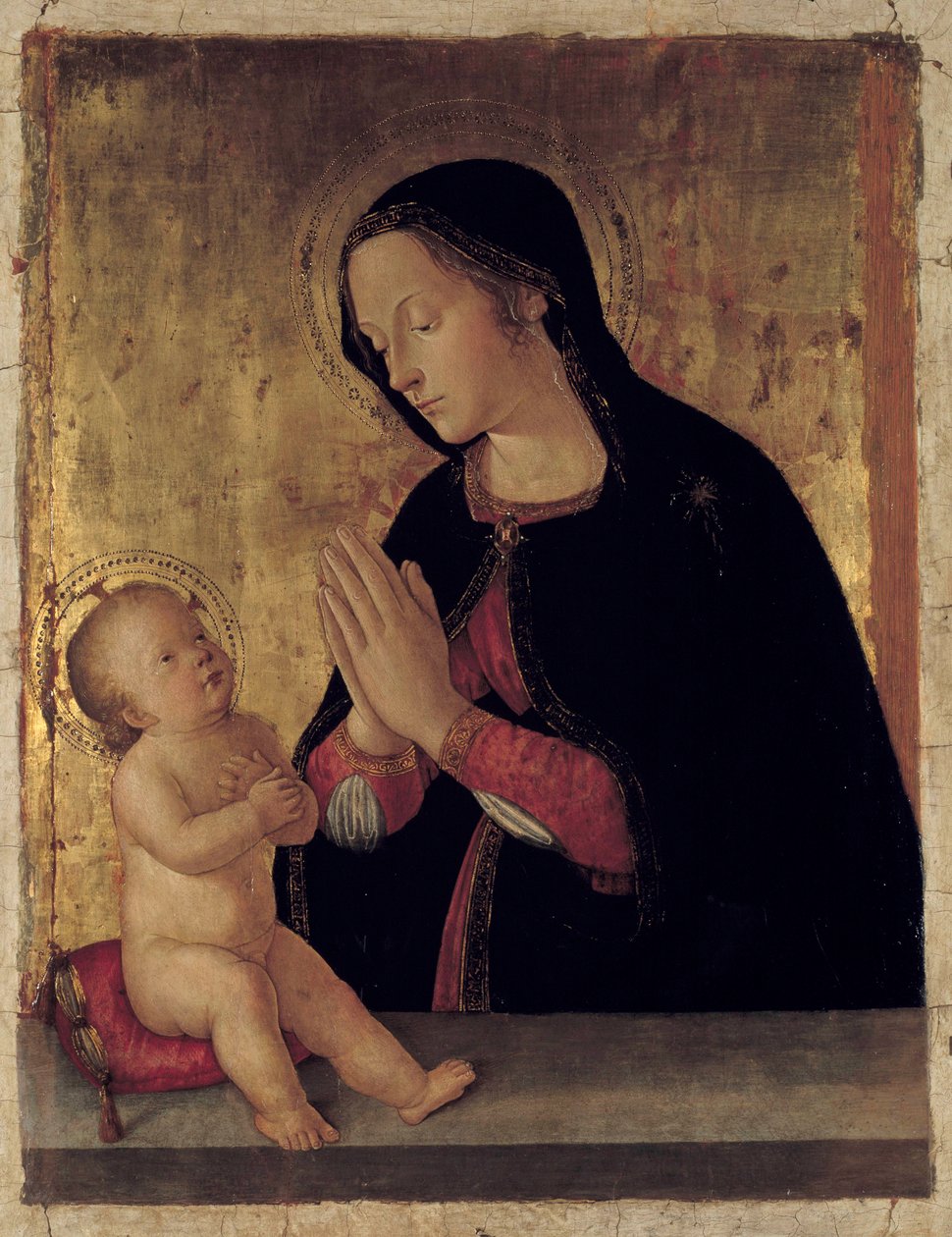 Die Jungfrau, die das Kind anbetet, Altarbild von Antoniazzo Romano (1430-1508) von Antoniazzo Romano