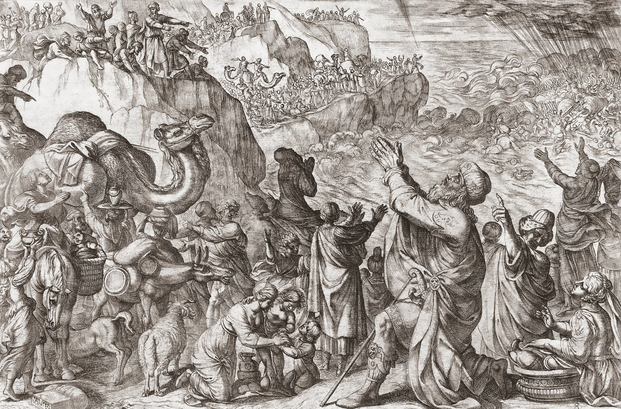 Das Rote Meer ertränkt die Armee des Pharaos von Antonio (after) Tempesta