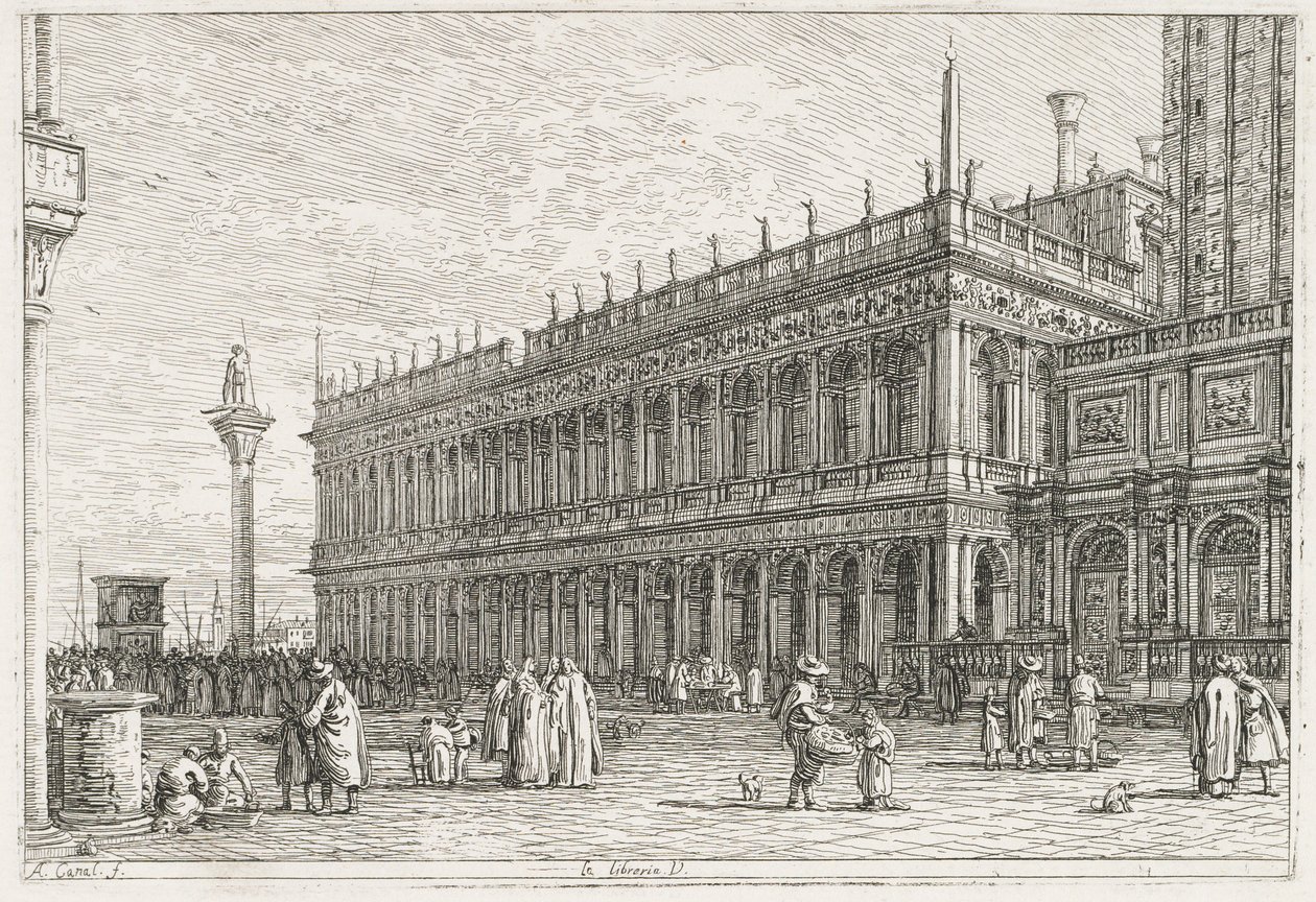 Ansichten: Die Bibliothek, Venedig von Antonio Canaletto