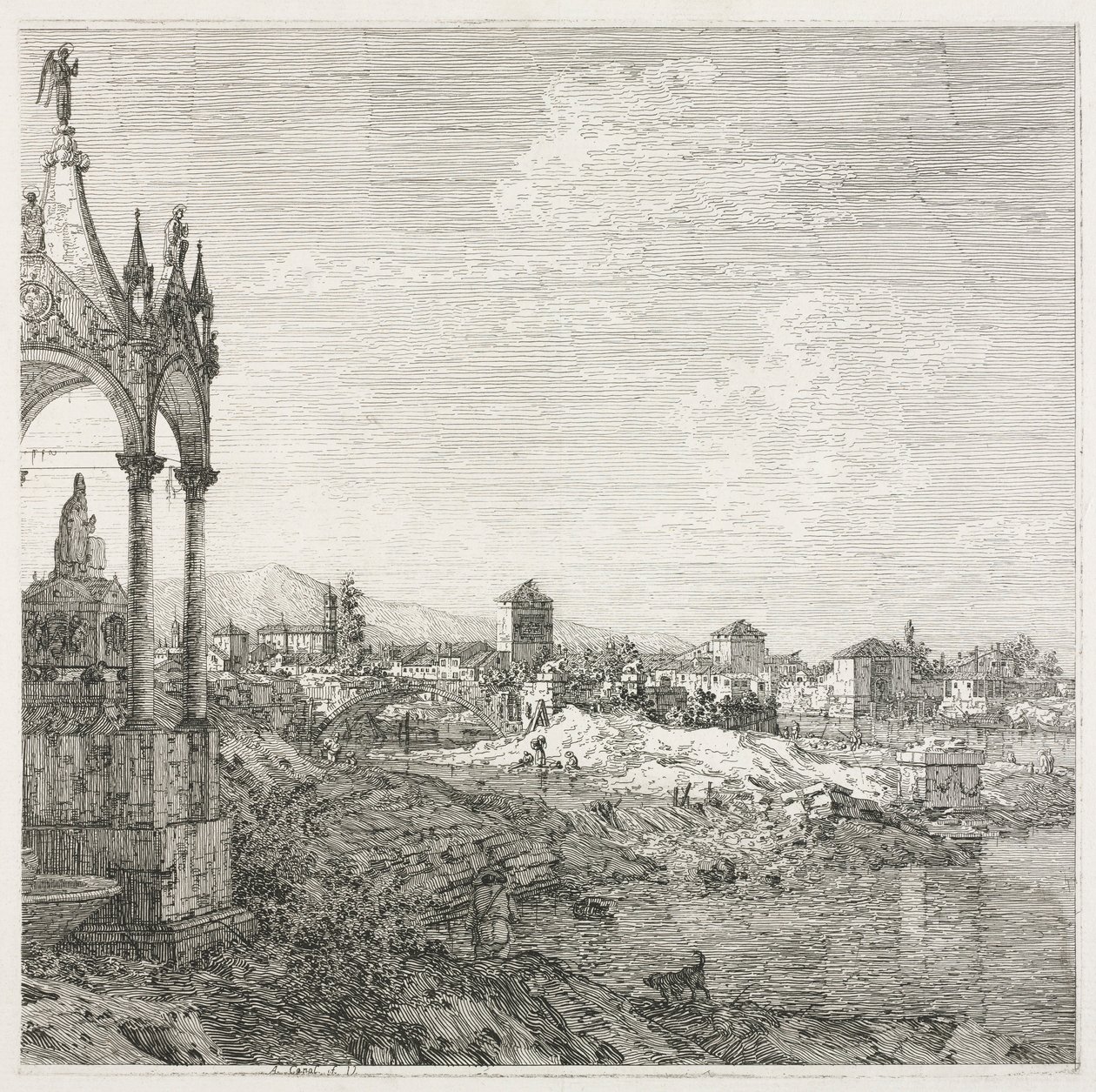 Ansichten: Das Grab eines Bischofs, 1735-1746 von Giovanni Antonio Canal