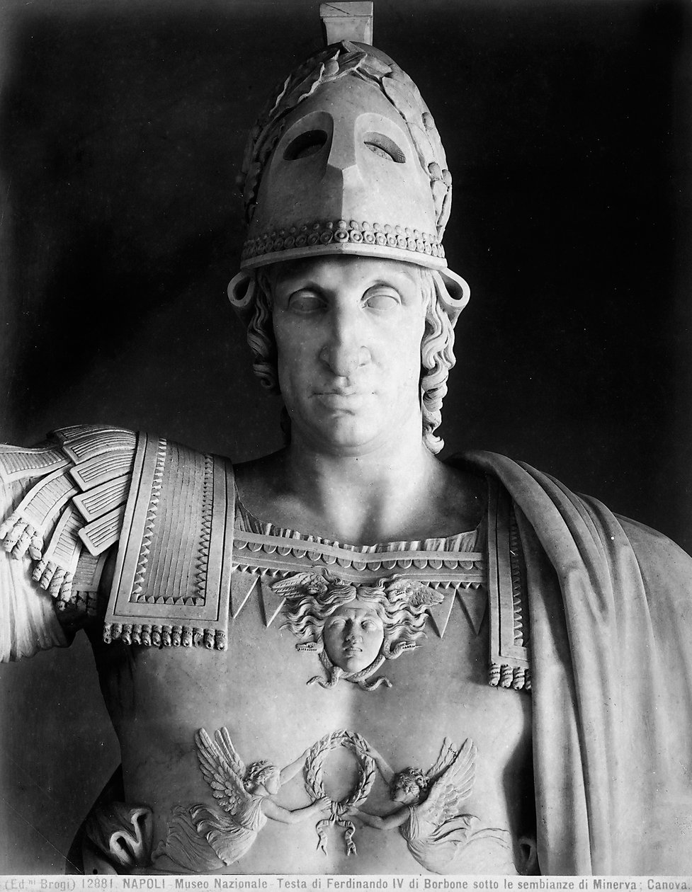 Detail der Statue von Ferdinand IV. von Bourbon in den Gewändern der Minerva (Detail) von Antonio Canova