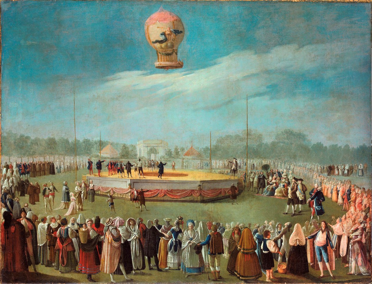 Aufstieg eines Ballons in Anwesenheit des Hofes von Karl IV. von Spanien (1748-1819) von Antonio Carnicero