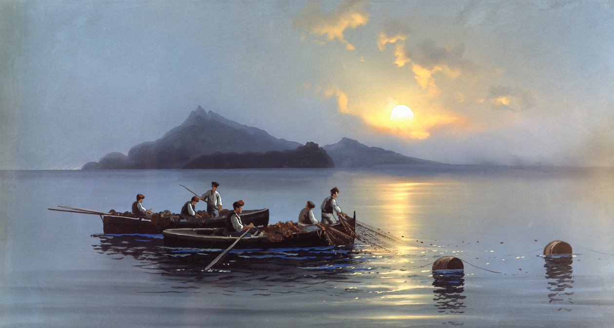 Fischer vor der Küste von Capri von Antonio Coppola