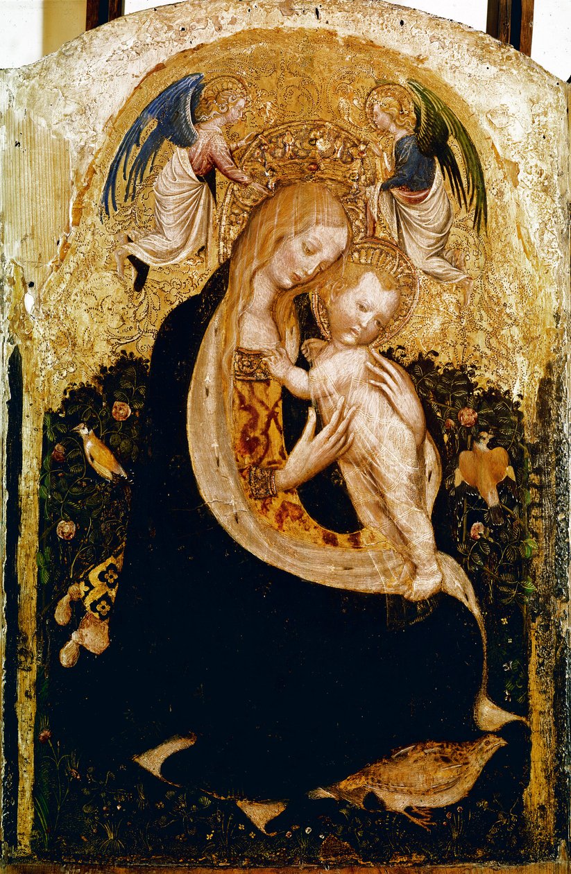 Die Madonna mit der Wachtel. Tempera auf Holz von Pisanello von Antonio Pisanello