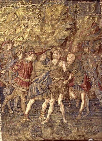 Die Verhaftung von Johannes dem Täufer, Wandteppich mit Szenen aus dem Leben des Heiligen von Antonio Pollaiuolo