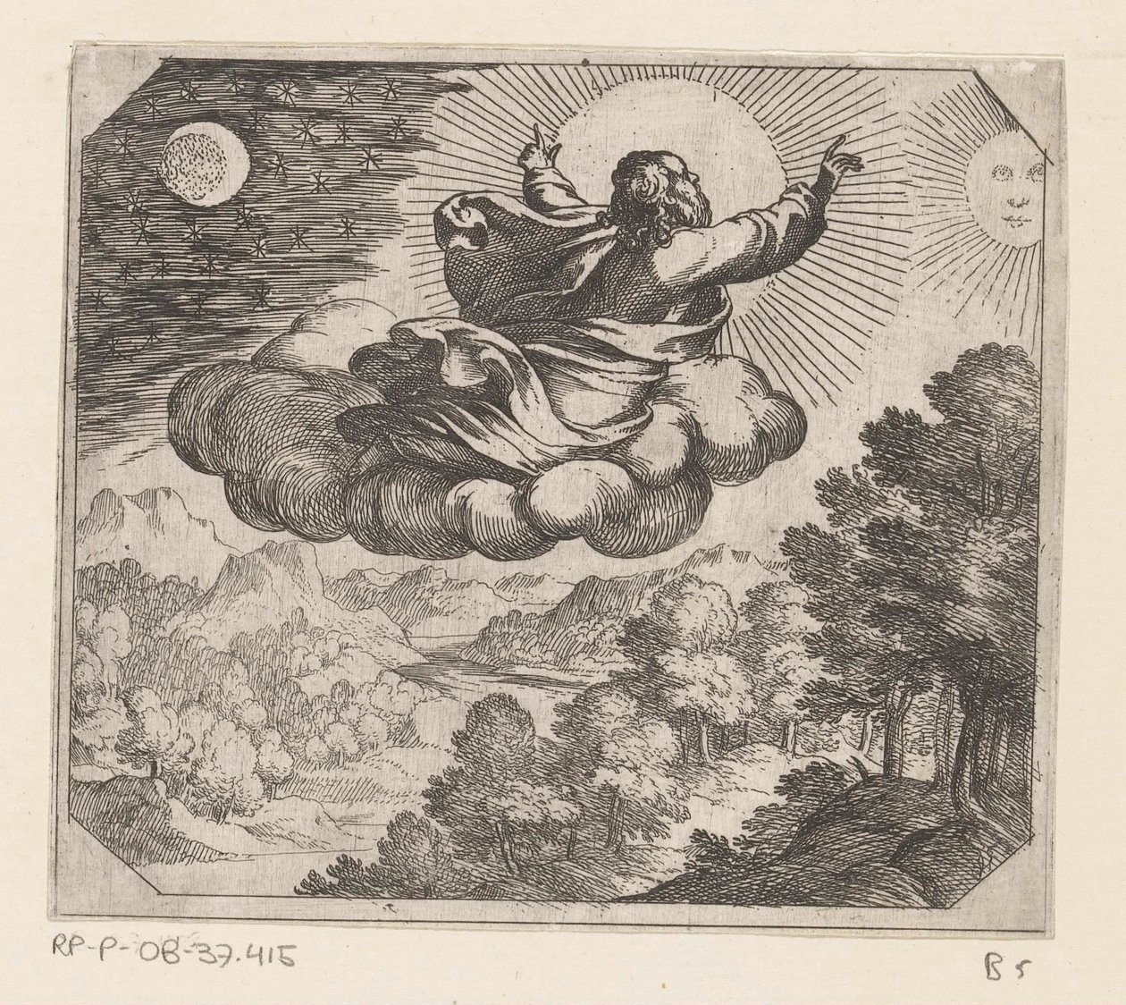 Gott erschafft die Sonne, den Mond und die Sterne (Serientitel: Die Schöpfung) von Antonio Tempesta