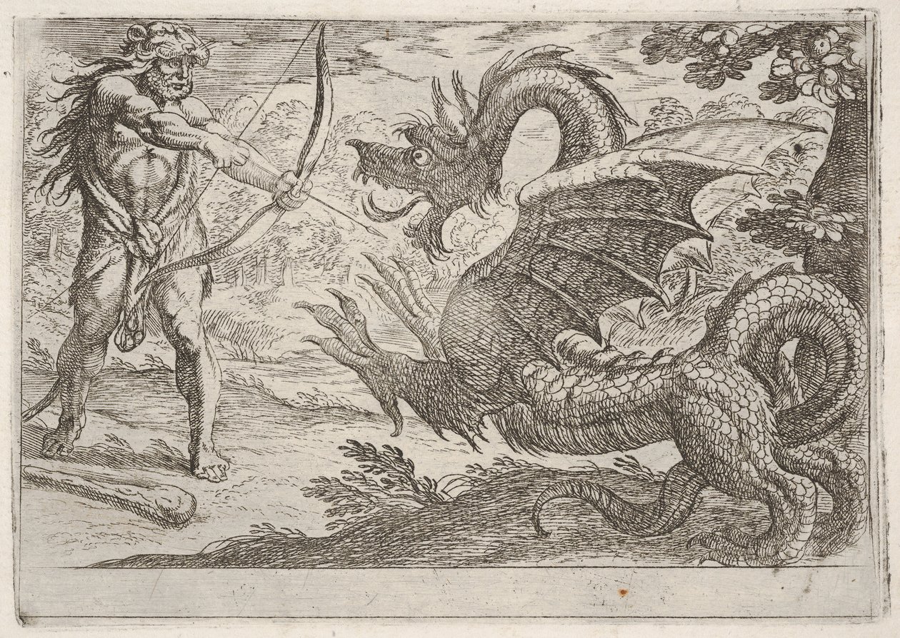 Herkules und die Schlange Ladon, 1608 von Antonio Tempesta