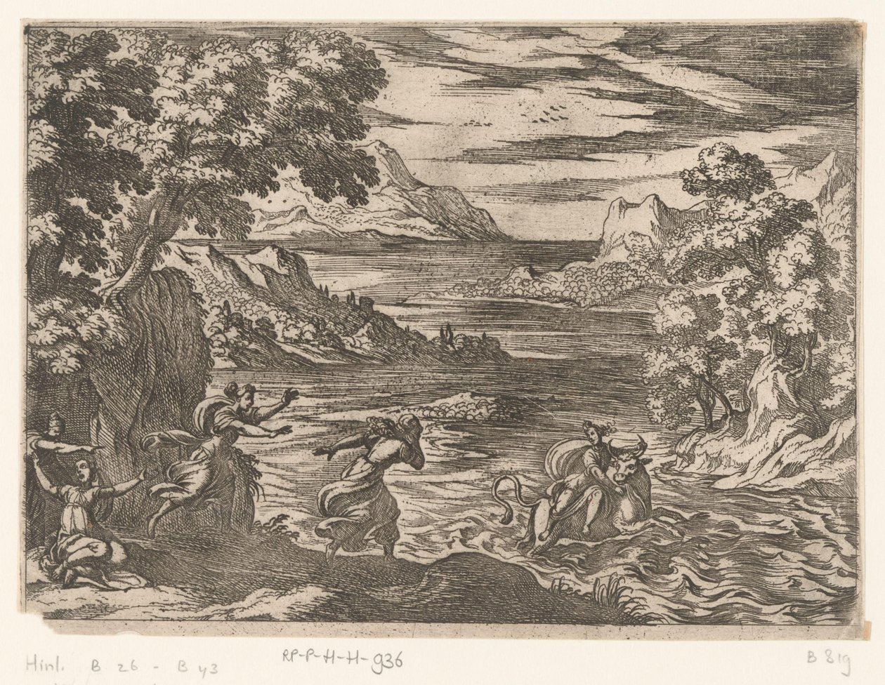 Landschaft mit der Entführung Europas (Landschaften mit mythologischen Szenen) von Antonio Tempesta