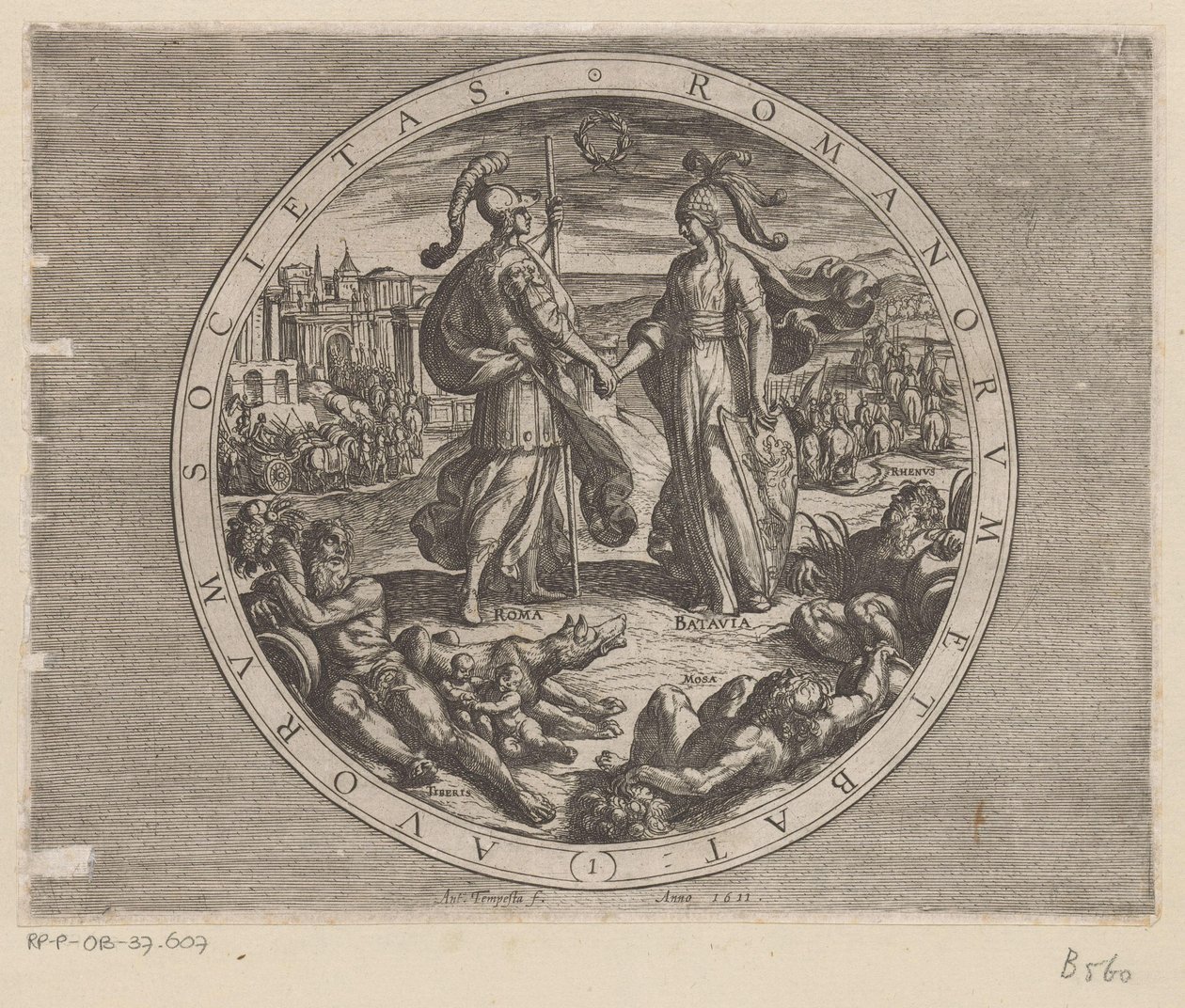 Rom und Batavia schütteln sich die Hand von Antonio Tempesta