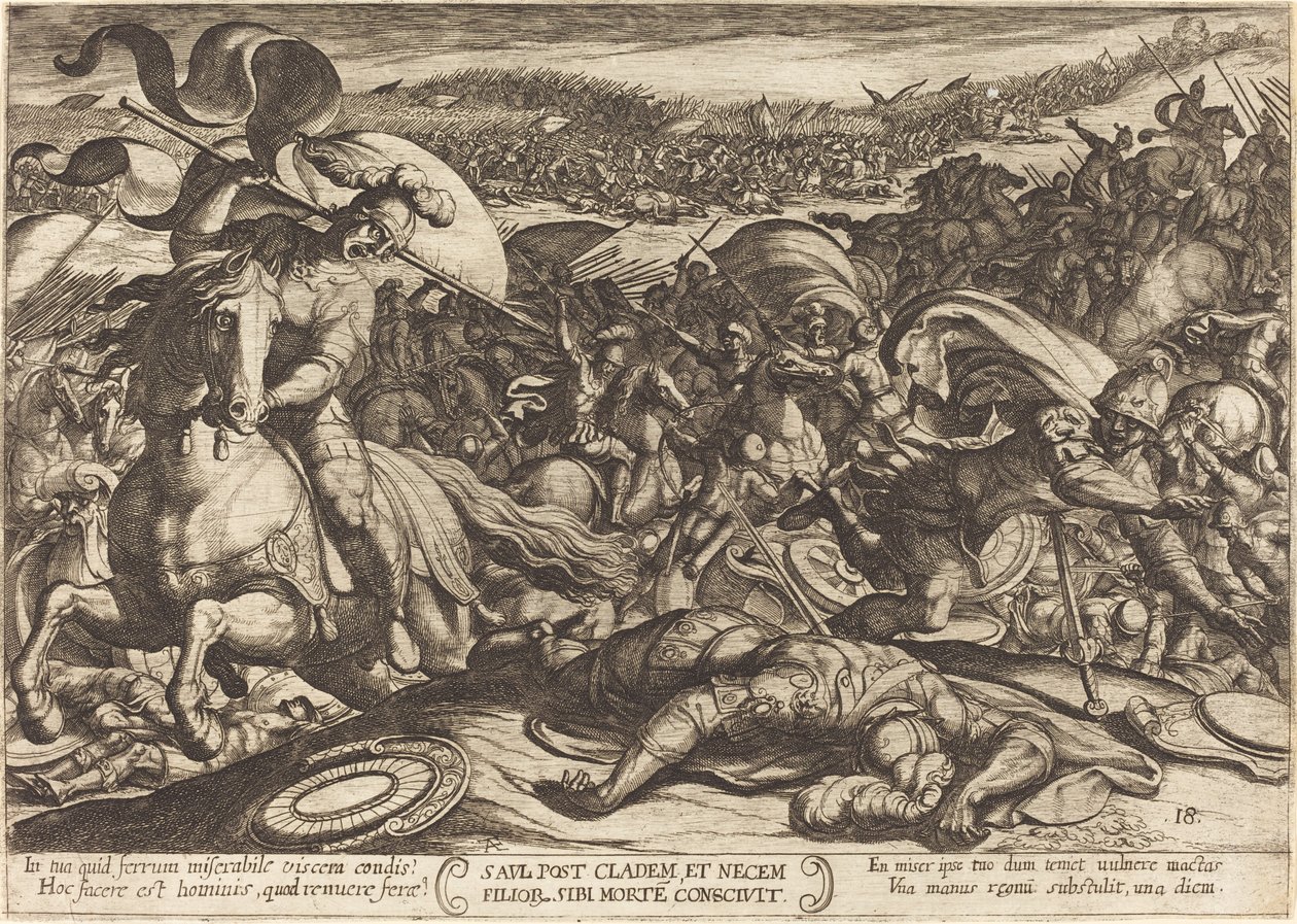 Saul tötet sich selbst nach der Niederlage seiner Armee durch die Philister