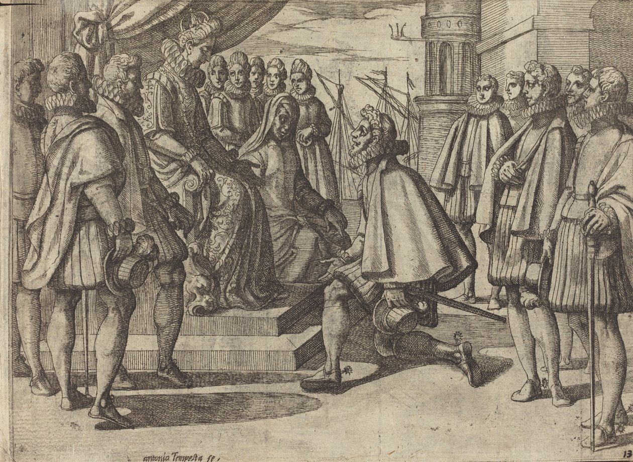 Spanischer Herzog vor Margarete von Österreich [verso] von Antonio Tempesta