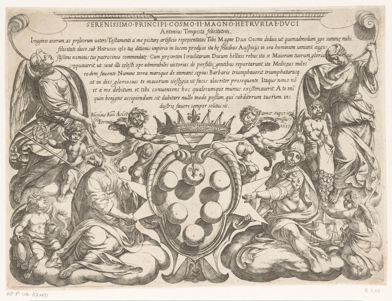 Titelblatt mit Widmung an und Wappen von Cosimo II. de