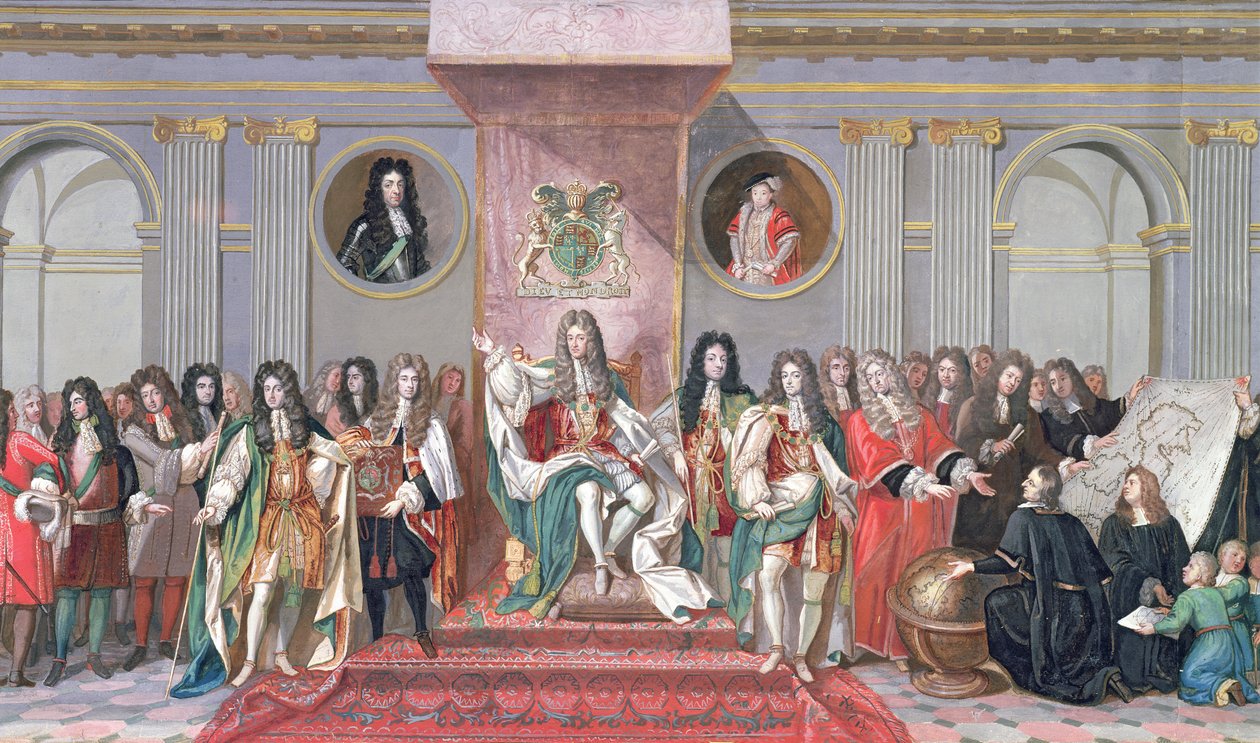 James II. (1633-1701) empfängt die mathematischen Gelehrten von Christ