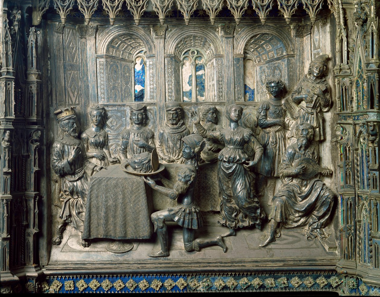 Leben des Heiligen Johannes des Täufers: Das Festmahl des Herodes. Silberrelief von Antonio di Salvi