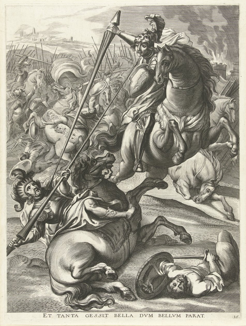 Achilles besiegt Telephos; Einzug von Ferdinand in Gent 1635 von Antony van der Does