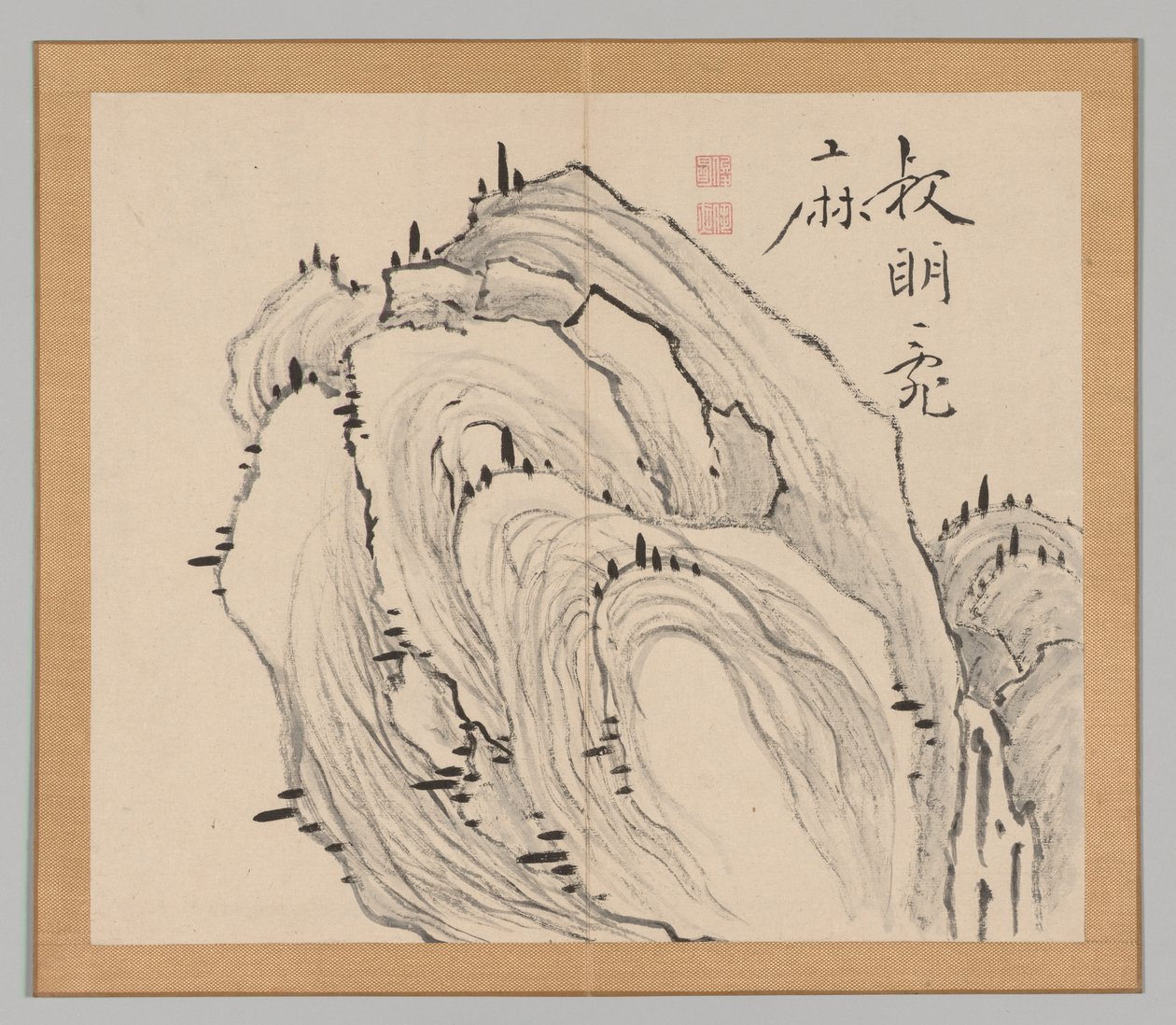 Doppelalbum mit Landschaftsstudien nach Ikeno Taiga, Band 1 Blatt 11, 18. Jahrhundert von Aoki Shukuya