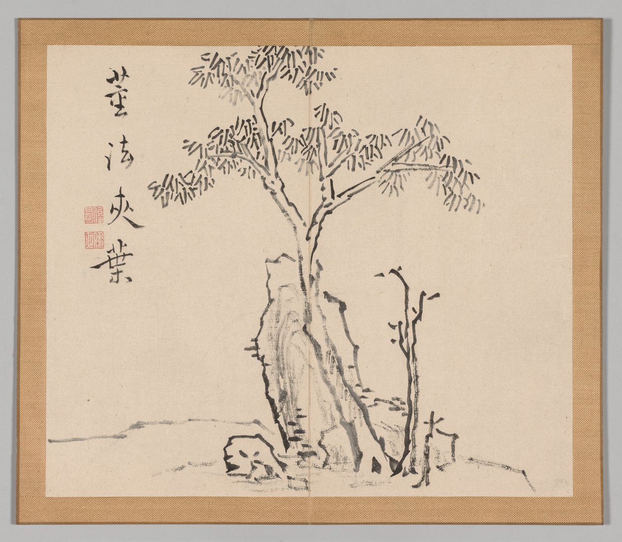 Doppelalbum mit Landschaftsstudien nach Ikeno Taiga, Band 1 Blatt 4, 18. Jahrhundert von Aoki Shukuya