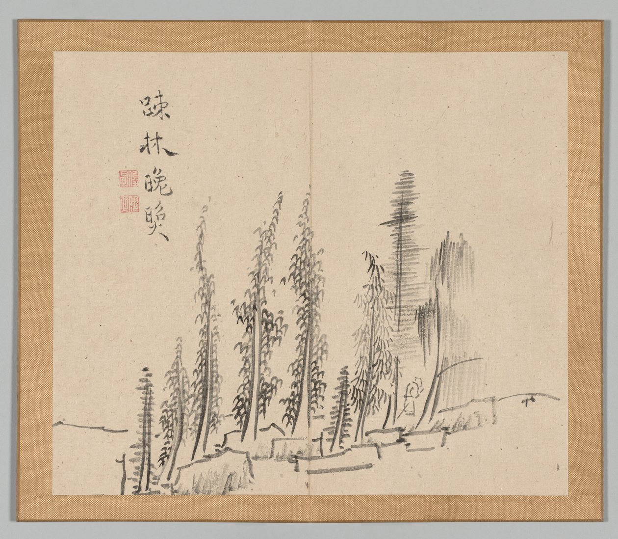 Doppelalbum mit Landschaftsstudien nach Ikeno Taiga, Band 2 Blatt 30, 18. Jahrhundert von Aoki Shukuya