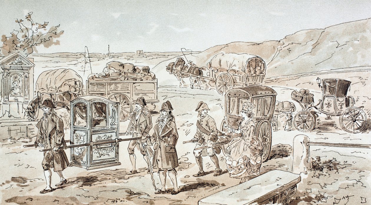 Beispiele für Transportmittel des 18. Jahrhunderts, 1886 von Armand Jean Heins