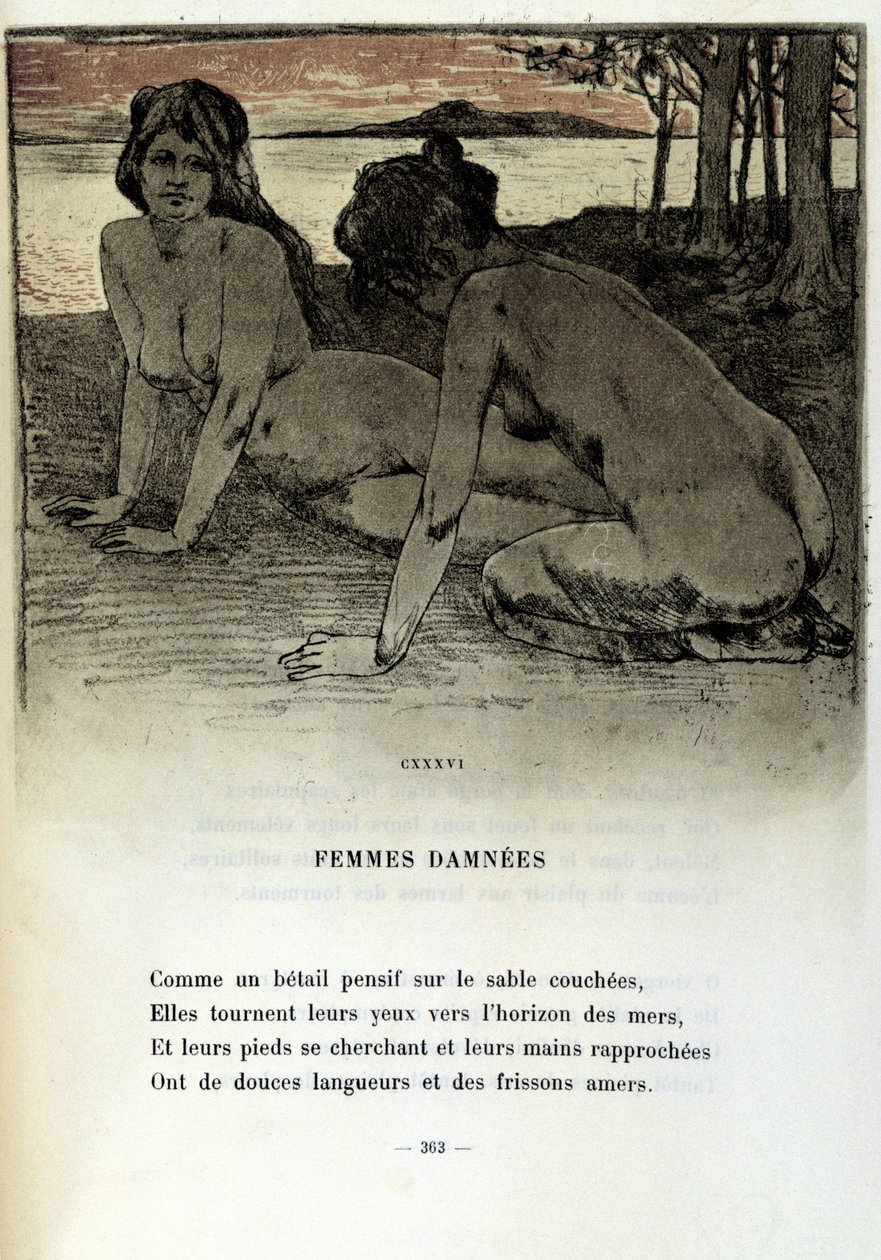 Illustration von Armand Rassenfosse (1862-1934) für das Gedicht „Femmes damnées“ in „Les fleurs du mal“ von Charles Baudelaire (1821-1867) 1899 von Armand Rassenfosse